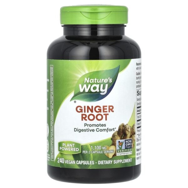 Nature's Way Ginger Root 1100 mg 240 Vegan Capsules (550 mg per Capsule)