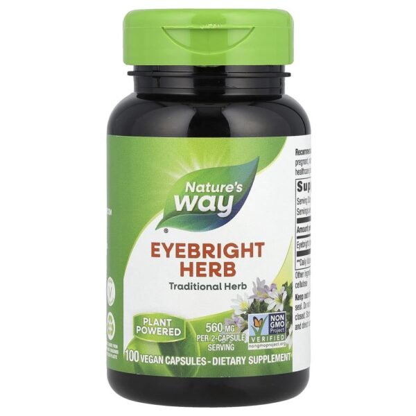Nature's Way Eyebright Herb 560 mg 100 Vegan Capsules (280 mg Per Capsule)
