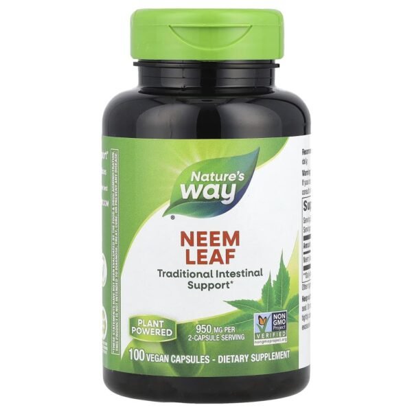 Nature's Way Neem Leaf 950 mg 100 Vegan Capsules (475 mg Per Capsule)