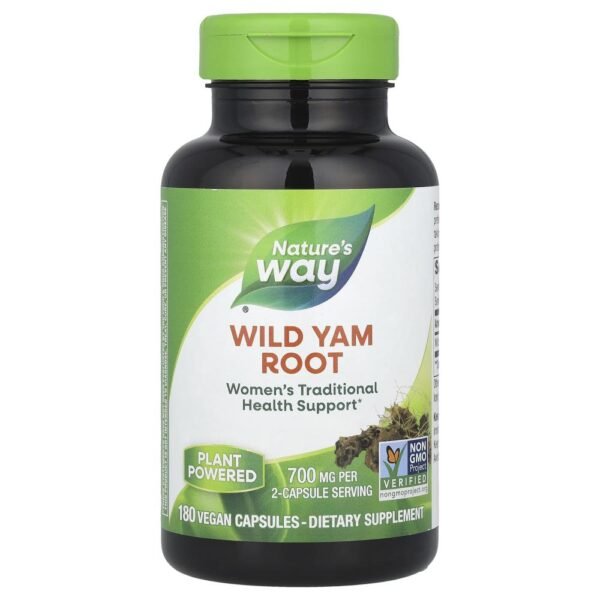 Nature's Way Wild Yam Root 700 mg 180 Vegan Capsules (350 mg Per Capsule)