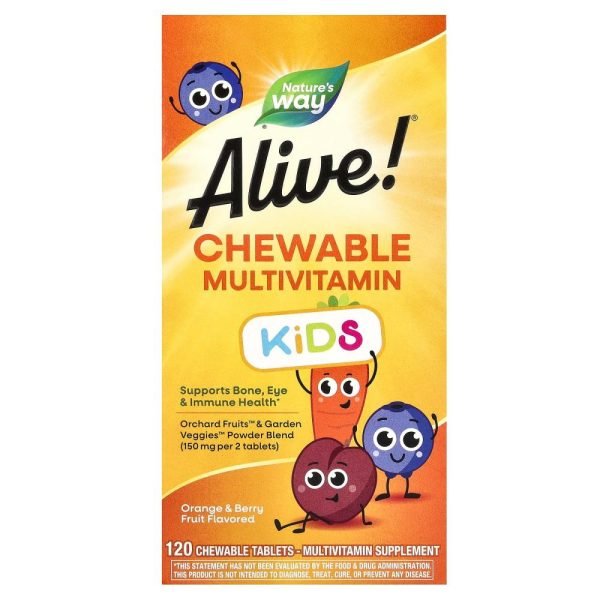 Nature's Way Alive! Kids Chewable Multivitamin Orange & Berry Fruit 120 Chewable Tablets