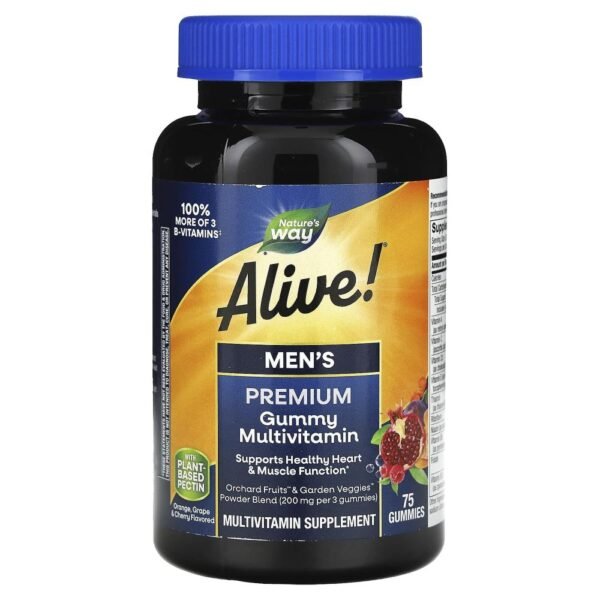 Nature's Way Alive! Men's Premium Gummy Multivitamin Orange Grape & Cherry 75 Gummies