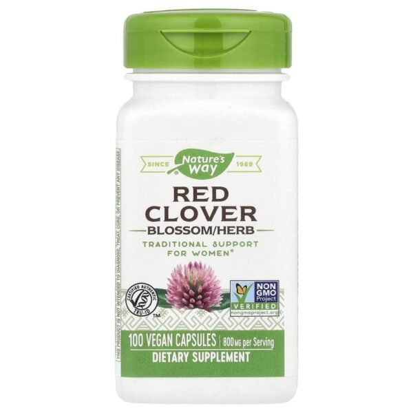 Nature's Way Red Clover Blossom/Herb 800 mg 100 Vegan Capsules (400 mg per Capsule)