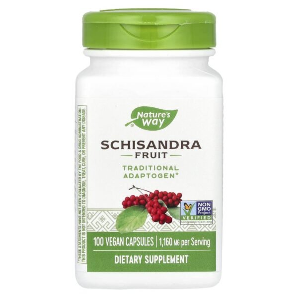 Nature's Way Schisandra Fruit 1160 mg 100 Vegan Capsules (580 mg per Capsule)