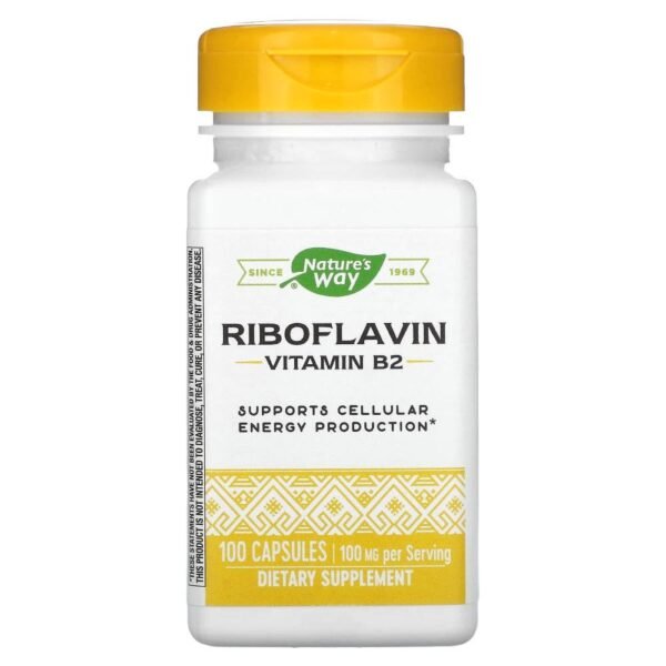Nature's Way Riboflavin Vitamin B2 100 mg 100 Capsules