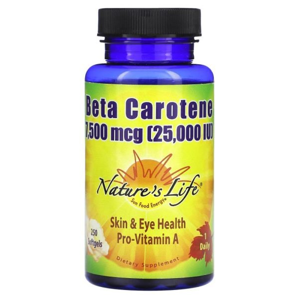 Nature's Life Beta Carotene 7500 mcg (25000 IU) 250 Softgels