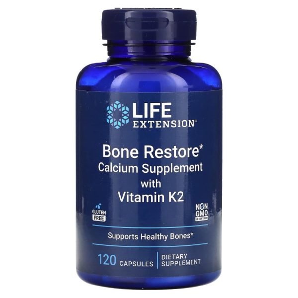 Life Extension Bone Restore Calcium Supplement with Vitamin K2 120 Capsules
