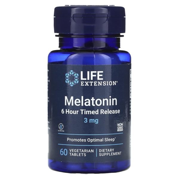 Life Extension Melatonin 6 Hour Timed Release 3 mg 60 Vegetarian Tablets
