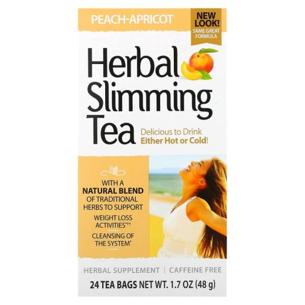 21st Century Herbal Slimming Tea Peach-Apricot Caffeine Free 24 Tea Bags 48g