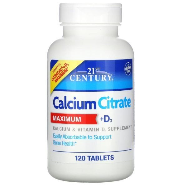 21st Century Calcium Citrate Maximum + D3 120 Tablets