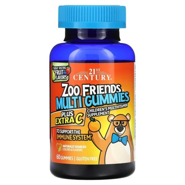 21st Century Zoo Friends Multi Gummies Plus Extra C Great Tasting Fruit 60 Gummies