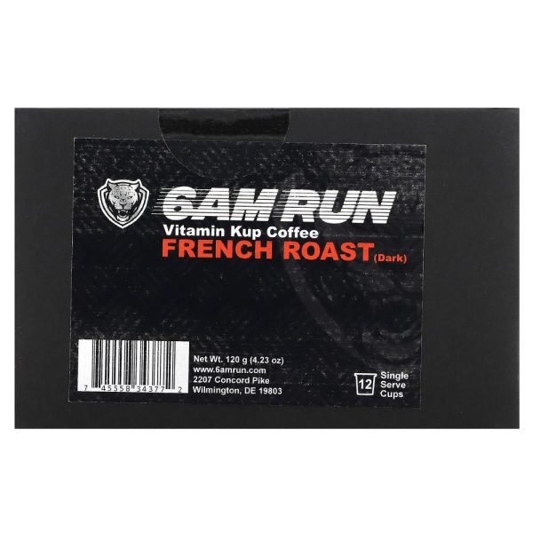 6AM Run Vitamin Kup Coffee French Roast Dark 12 Single Serve Cups 120g