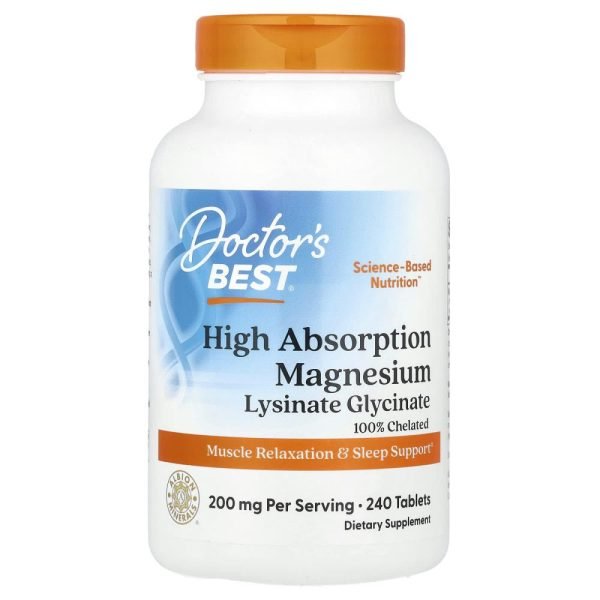 Doctor's Best High Absorption Magnesium 200 mg 240 Tablets (100 mg Per Tablet)