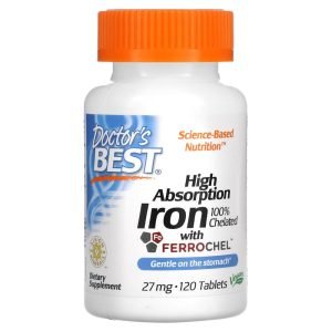 Doctor's Best High Absorption Iron with Ferrochel 27 mg 120 Tablets