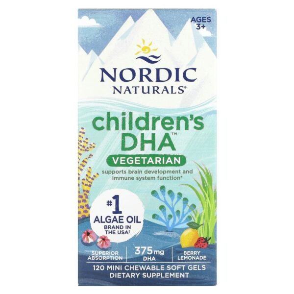 Nordic Naturals Children's DHA Ages 3+ Berry Lemonade 375 mg 120 Mini Chewable Soft Gels (125 mg per Soft Gel)