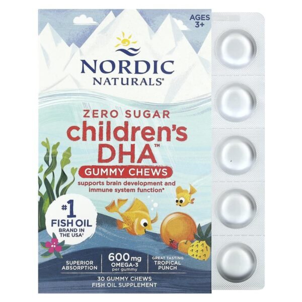 Nordic Naturals Children's DHA Gummy Chews Ages 3+ Tropical Punch 600 mg 30 Gummies