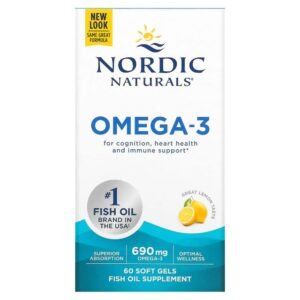 Nordic Naturals Omega-3 Lemon 690 mg 60 Soft Gels (345 mg per Soft Gel)