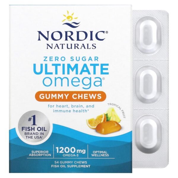 Nordic Naturals Ultimate Omega Tropical Fruit 1200 mg 54 Gummy Chews (600 mg per Gummy)