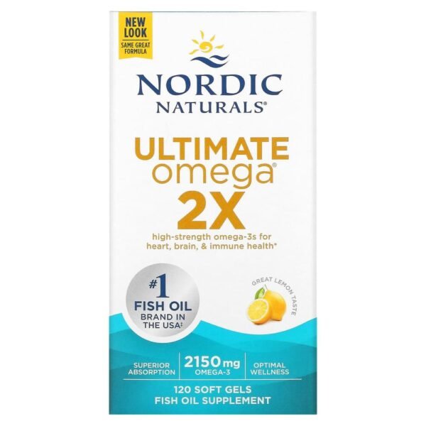 Nordic Naturals Ultimate Omega 2X Lemon 2150 mg 120 Soft Gels (1075 mg per Soft Gel)