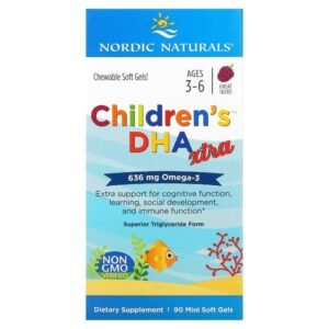 Nordic Naturals Children's DHA Xtra Ages 3-6 Berry 636 mg 90 Mini Soft Gels