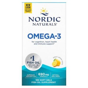 Nordic Naturals Omega-3 Lemon 690 mg 180 Soft Gels (345 mg per Soft Gel)