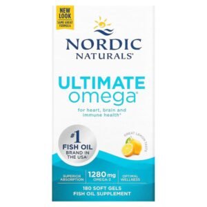 Nordic Naturals Ultimate Omega Lemon 1280 mg 180 Soft Gels (640 mg per Soft Gel)