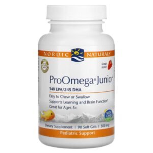 Nordic Naturals ProOmega Junior Strawberry 500 mg 90 Soft Gels (250 mg per Softgel )