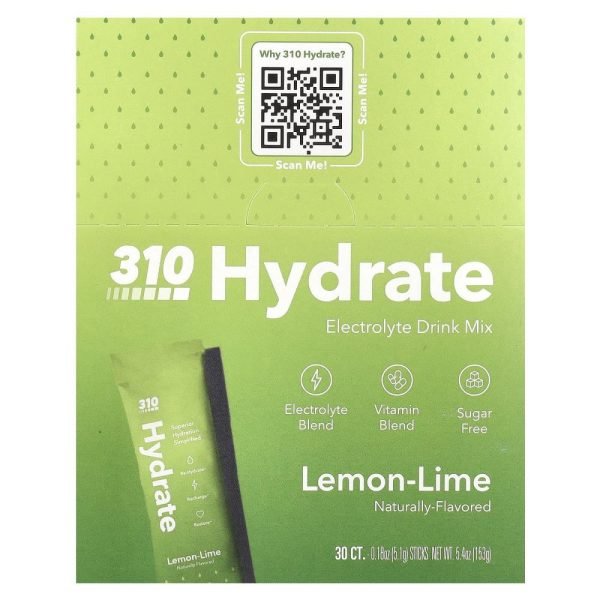 310 Nutrition Hydrate Electrolyte Drink Mix Lemon-Lime  30 Sticks 5.1g