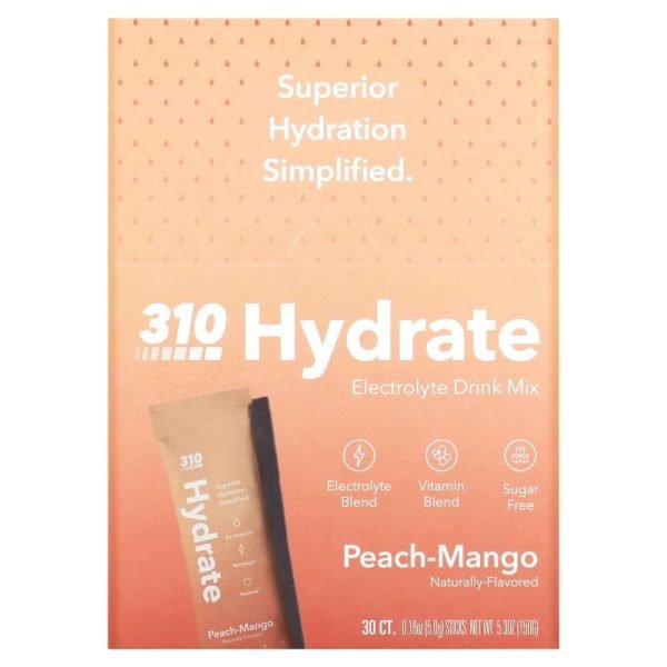 310 Nutrition Hydrate Electrolyte Drink Mix Peach-Mango 30 Sticks 5g