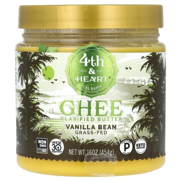 4th & Heart Ghee Clarified Butter Grass-Fed Vanilla Bean 454g