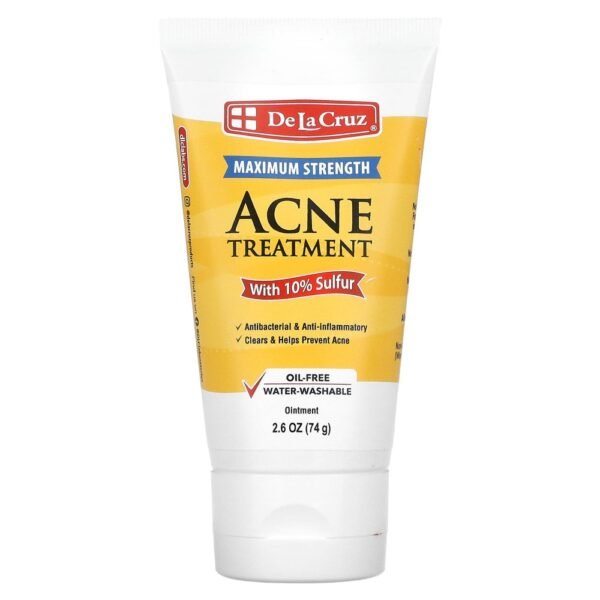De La Cruz Acne Treatment Ointment with 10% Sulfur Maximum Strength 74g