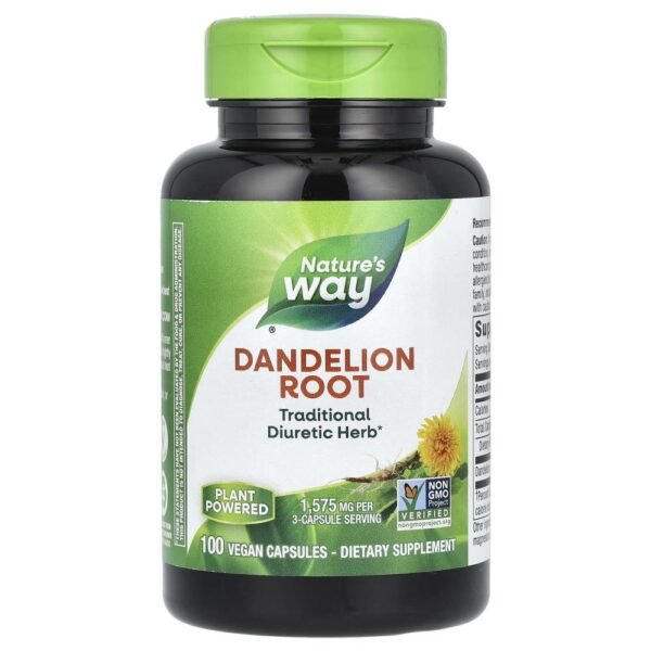 Nature's Way Dandelion Root 1575 mg 100 Vegan Capsules (525 mg per Capsule)