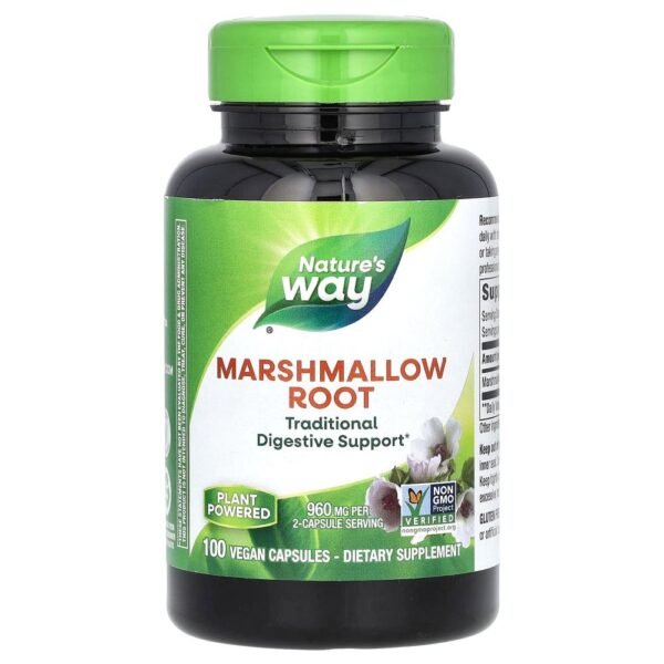 Nature's Way Marshmallow Root 960 mg 100 Vegan Capsules (480 mg per Capsule)