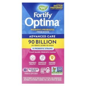 Nature's Way Fortify Optima Women's Probiotic + Prebiotics Advanced Care 90 Billion 30 Delayed-Release Capsules