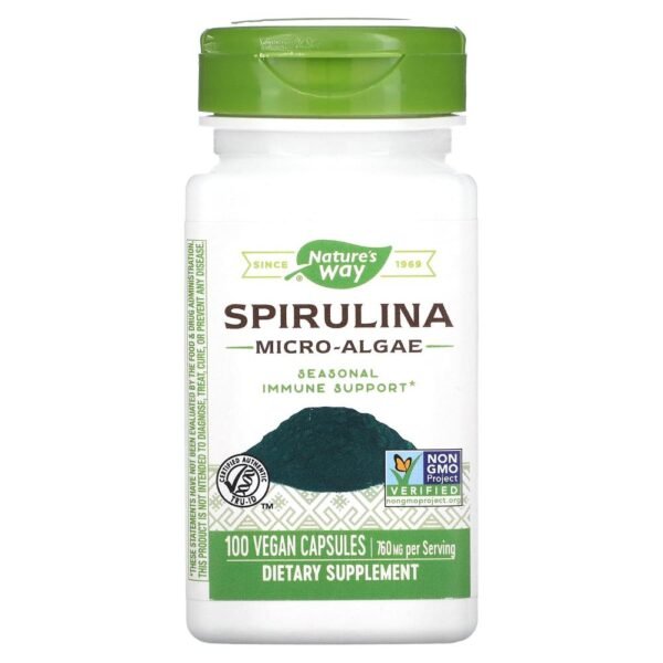 Nature's Way Spirulina Micro-Algae 380 mg 100 Vegan Capsules