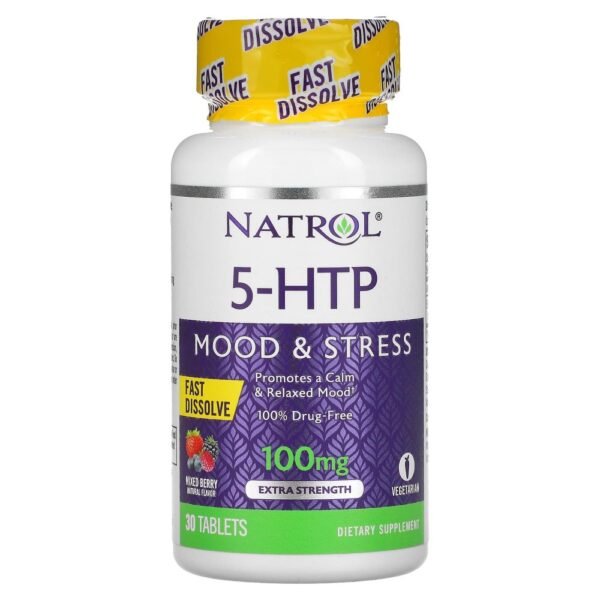 Natrol 5-HTP Fast Dissolve Extra Strength Wild Berry  100 mg 30 Tablets
