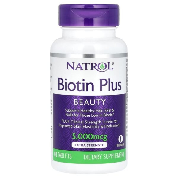 Natrol Biotin Plus Extra Strength 5000 mcg 60 Tablets