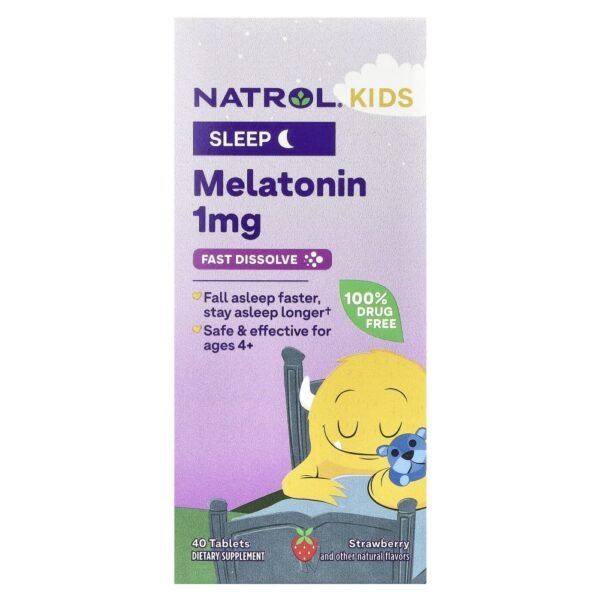 Natrol Kids Melatonin Ages 4+ Strawberry 1 mg 40 Tablets