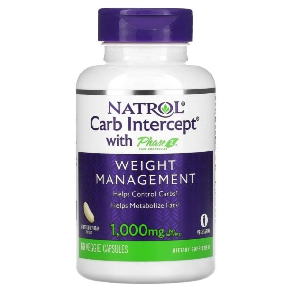 Natrol Carb Intercept with Phase 2 Carb Controller 1000 mg 60 Veggie Capsules (500 mg per Capsule)