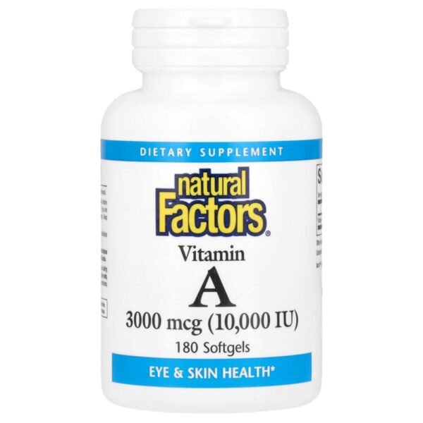 Natural Factors Vitamin A 3000 mcg (10000 IU) 180 Softgels