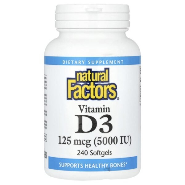 Natural Factors Vitamin D3 125 mcg (5000 IU) 240 Softgels