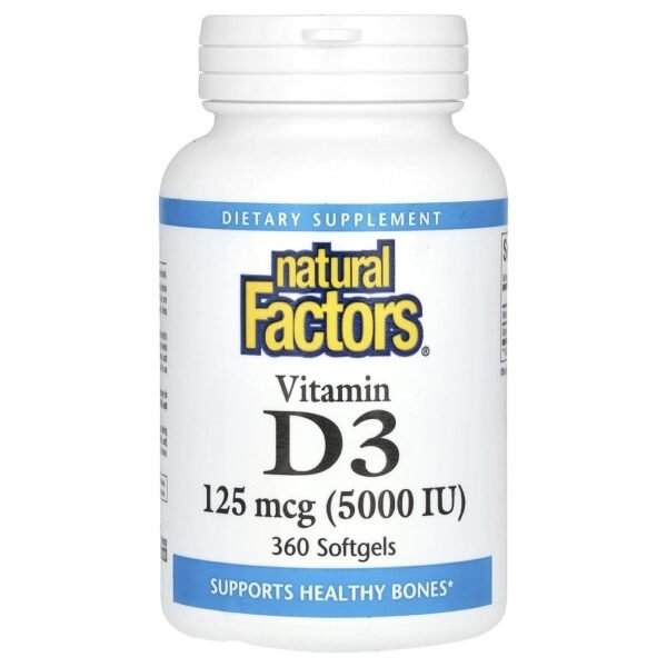 Natural Factors Vitamin D3 125 mcg (5000 IU) 360 Softgels