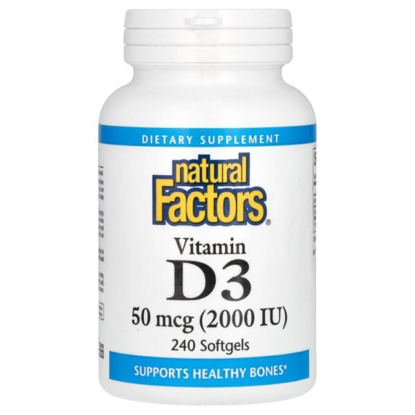 Natural Factors Vitamin D3 50 mcg (2000 IU) 240 Softgels