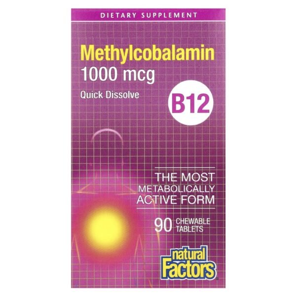Natural Factors B12 Methylcobalamin 1000 mcg 90 Chewable Tablets