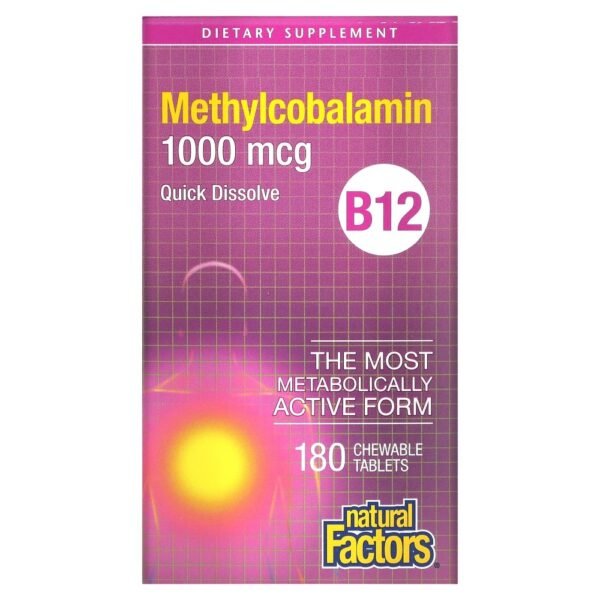 Natural Factors B12 Methylcobalamin 1000 mcg 180 Chewable Tablets