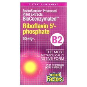 Natural Factors BioCoenzymated™ B2 Riboflavin 5'-Phosphate 50 mg 30 Vegetarian Capsules