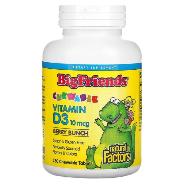 Natural Factors Big Friends Chewable Vitamin D3 Berry Bunch 10 mcg 250 Chewable Tablets