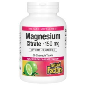 Natural Factors Magnesium Citrate Key Lime 150 mg 60 Chewable Tablets