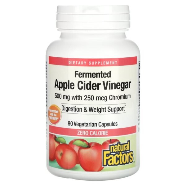 Natural Factors Fermented Apple Cider Vinegar 500 mg 90 Vegetarian Capsules