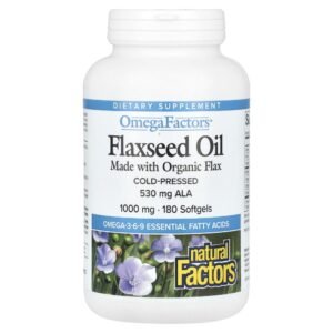 Natural Factors OmegaFactors Flaxseed Oil 1000 mg  180 Softgels